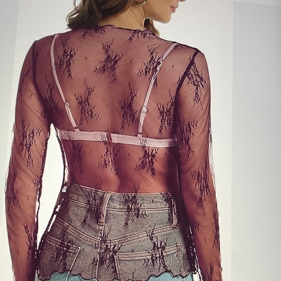 Elegant Sheer Lace Top - purple NWOT - Picture 2 of 7